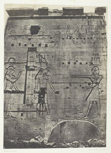 Grote tempel van Isis in Philoe, tweede pyloon; Nubië, plaat 74 uit het album "Egypte, Nubië, Palestina en Syrië" (1852) door Maxime Du Camp
