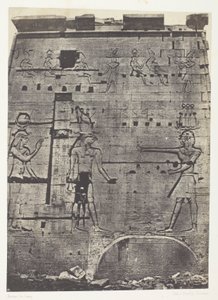 Grote tempel van Isis in Philoe, tweede pyloon; Nubië, plaat 74 uit het album "Egypte, Nubië, Palestina en Syrië" (1852) door Maxime Du Camp