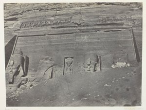 Ibsamboul, Vue Générale Du Grand Spéos De Phrè; Nubie, plaat 102 uit het album "Egypte, Nubie, Palestine et Syrie" (1852) door Maxime Du Camp