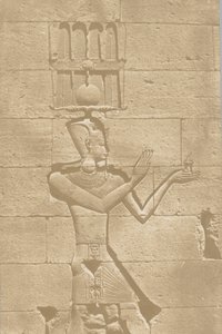 Kalabscheh, sculptuur van de achtergevel van de tempel, 1849-51 door Maxime Du Camp