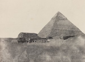 Piramide van Chephren, Midden-Egypte, plaat 10 uit het album "Egypte, Nubië, Palestina en Syrië" (1852) door Maxime Du Camp