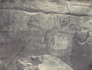 Thebe. Paleis van Karnak. Externe sculpturen van het granieten heiligdom, 1850 door Maxime Du Camp