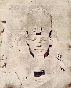 Reis naar Egypte met Flaubert, foto door Maxime Du Camp. Kolos van Abu Simbel