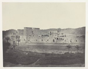 Gezicht vanaf het eiland Beghé, West, Philoe; Nubië, plaat 68 uit het album "Egypte, Nubie, Palestina et Syrie" (1852) door Maxime Du Camp