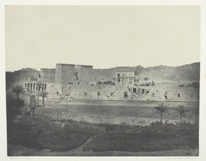 Gezicht vanaf het eiland Beghé, West, Philoe; Nubië, plaat 68 uit het album "Egypte, Nubie, Palestina et Syrie" (1852) door Maxime Du Camp