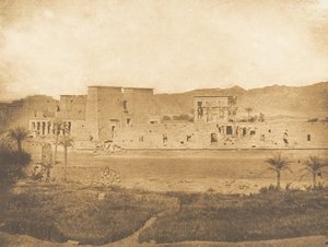 Algemeen uitzicht op het eiland Philae, genomen vanaf het eiland Begueh West, 1849-50 door Maxime Du Camp