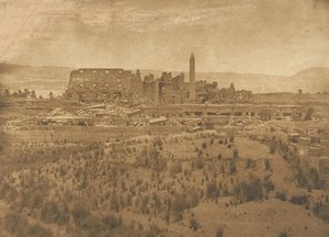 Algemeen uitzicht op de ruïnes van het paleis van Karnak genomen in het oosten - Thebe, 1849-50 door Maxime Du Camp