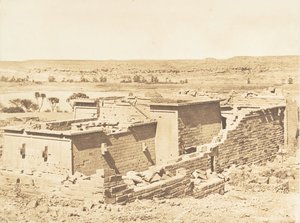 Vue générale du Temple de Kalabcheh Talmis, prise de la montagne, 8 april 1850