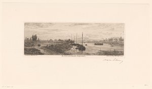 Gezicht op de Seine in de buurt van Argenteuil door Maxime François Antoine Lalanne (signed by artist)