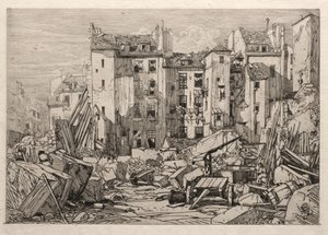 Sloop van oude huizen in Parijs, 1862 door Maxime Lalanne