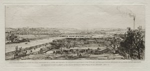 Souvenir artistiques du Siège de Paris: Vue prise du viaduc du Pont-du-Jour..., 1870-71