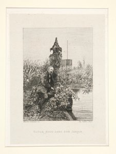 Victor Hugo in zijn tuin, pl. 12 uit de suite Chez Victor Hugo door Maxime Lalanne
