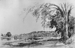 Uitzicht op Richmond vanaf de Theems, 1871 door Maxime Lalanne