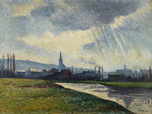 Couillet, Charleroi, Landschap Langs de Rivier; Couillet, Charleroi, Landschap aan de Rivier, 1896