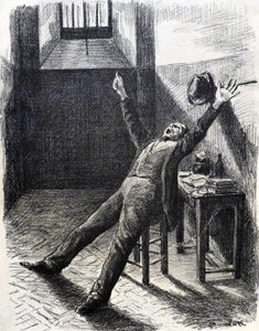 Felix Feneon (1861-1944), kunstcriticus en verzamelaar, in de gevangenis (in de cel) - lithografie (1894) door Maximilien Luce (1858-1941) uit het boek van Julles Valles Mazas door Maximilien Luce