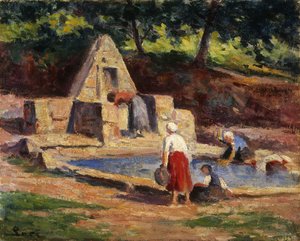 Wasserijmeisjes, Kermouster; Kermouster, Les Lavandières, 1914-1915 door Maximilien Luce