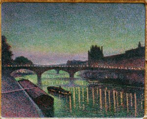 Le Louvre en de Pont du Carrousel, nacht effect door Maximilien Luce