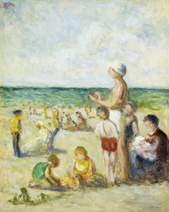 Op het strand in Normandië, ca. 1930 door Maximilien Luce