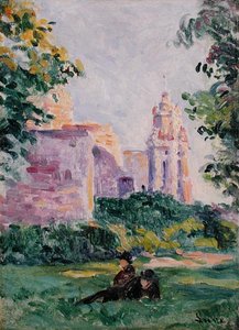 Rustend in het gras, c.1897 door Maximilien Luce