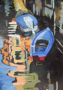 Blauwe boten – Weerspiegelingen op het kanaal