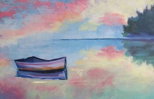 Rustige pastelkleurige boot door Maxine Shore