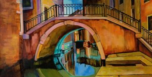 Brug over een Venetiaans kanaal door Maxine Shore