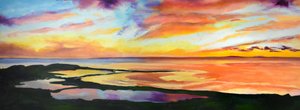 Levendige zonsondergang aan de kust door Maxine Shore