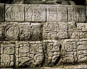 Glyphs in huis C, patio 2 in het paleis