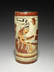 Vaas met presentatiescène, 600-900 AD (aardewerk met slip) door Mayan
