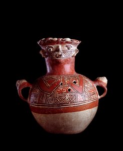 Precolumbiaanse kunst, Mayacultuur, postklassieke periode: zoomorfe begrafenisurn van klei. Uit Mixco Viejo, Chimaltenango, Guatemala door Mayan Mayan