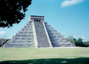 Precolumbiaanse beschaving: uitzicht op de site van Chichen Itza
