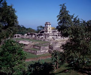 Precolumbiaanse beschaving: uitzicht op de site van Palenque