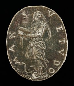 Zachtheid staande op een slang [achterkant] door Medallist T.R.