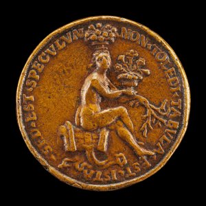 Zittende vrouw op een zadel [achterkant], 1518