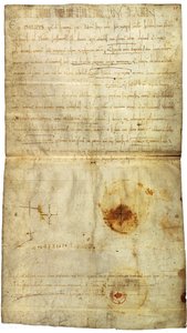 Diploma van Filips I ten gunste van de Abdij van St. Crépin in Soissons, met handtekening van Anna van Kiev, koningin van Frankrijk, 1063 door Medieval Document