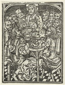 Het laatste avondmaal door Meester van de Delbecq Schreiber Passie (attributed to)