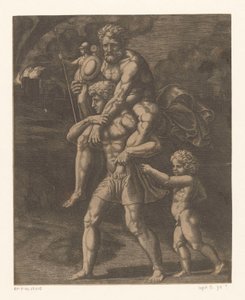 Aeneas en zijn familie vluchten uit Troje