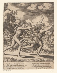 Apollo achtervolgt Daphne door Meester van de Dobbelsteen
