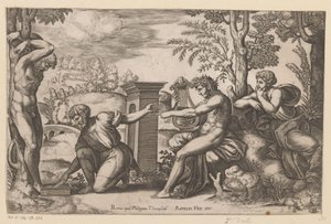 Apollo en Marsyas door Meester van de Dobbelsteen