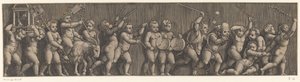 Fries met optocht van putti door Meester van de Dobbelsteen