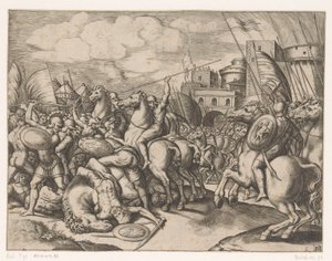 Overwinning van Scipio op koning Syphax door Meester van de Dobbelsteen