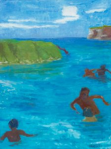 Zes in het water, 2017 (olieverf op doek) door Megan Williamson