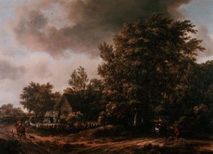 Landschap door Meindert Hobbema