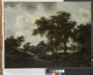De watermolen (Het Trevor-landschap) door Meindert Hobbema