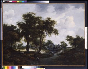 De watermolen door Meindert Hobbema