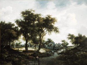 De watermolen door Meindert Hobbema