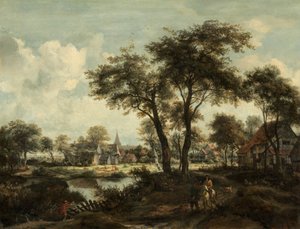 Dorp bij een vijver