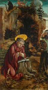 De heilige Benedictus voor de grot in Subiaco door Meister des Innerochsenbacher Annenaltars
