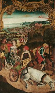 Vlucht van de heiligen Cantius, Cantianus en Cantianilla (binnenzijde); Christus op de Olijfberg (buitenzijde) door Meister des Krainburger Altars