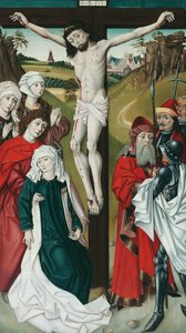 Kruisiging van Christus door Meister des Schottenaltars (Werkstatt)